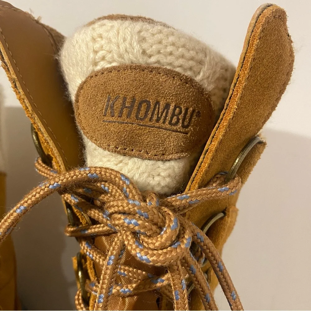 Khombu Women’s Duck Boots Winter Snow Boots Waterproof Tan Faux Fur Size 6